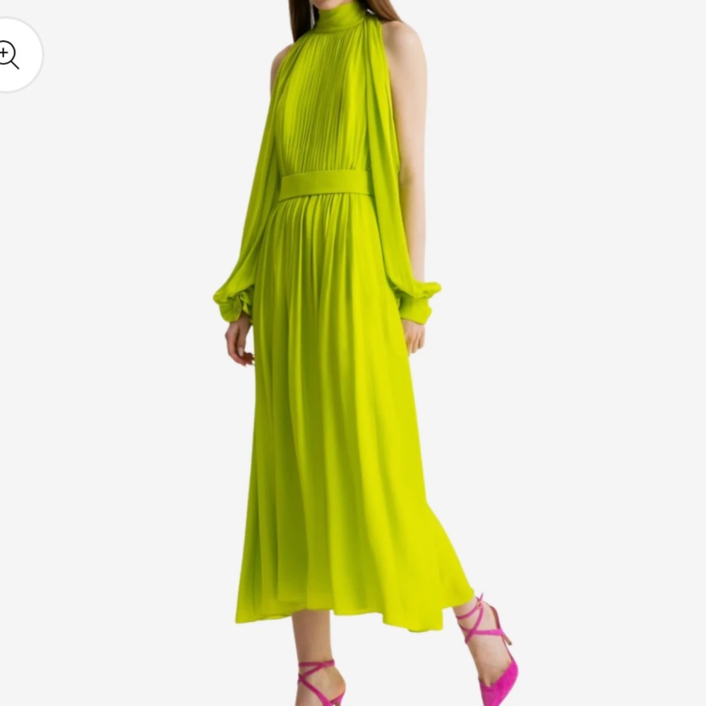 Elie Saab Vibrant Green Dress with Pink Accents